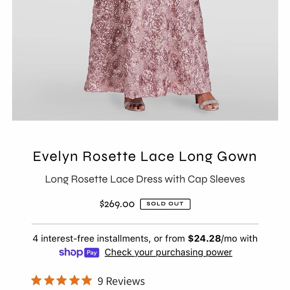 Alex Evenings Pink Rose Lace Rosette Maxi Dress cap sleeve, new with tags - Picture 2 of 7